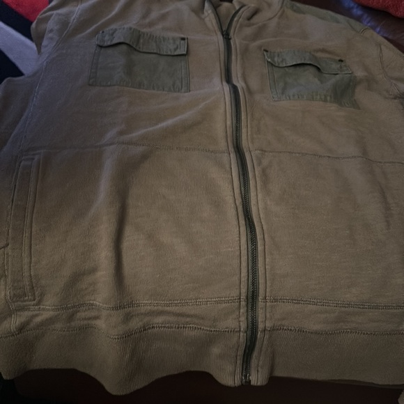 Army green pocketed zip up - Picture 2 of 4